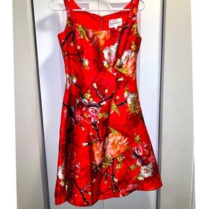Nicole Miller Red Floral Cocktail Dress